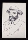 Pen and ink self-portrait of Randall Jarrell